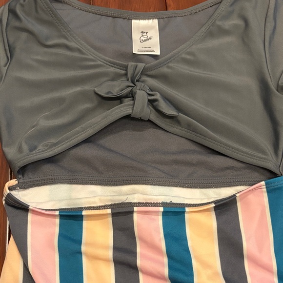 art class Long-Sleeve One-Piece Swim with Multicolor Stripes - Picture 3 of 4